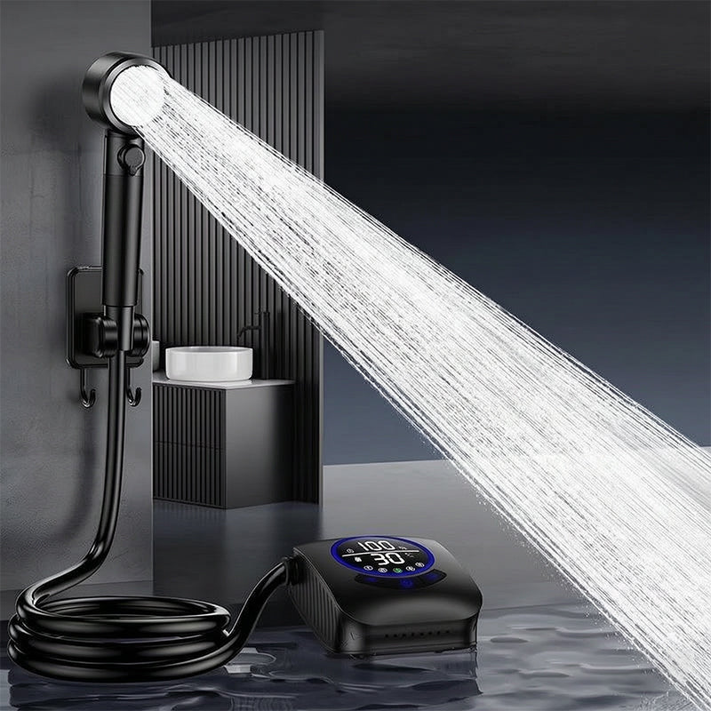 Ducha Portátil de Camping 8000mAh, Bomba de Ducha Exterior Recargable IPX8 Impermeable con Manguera