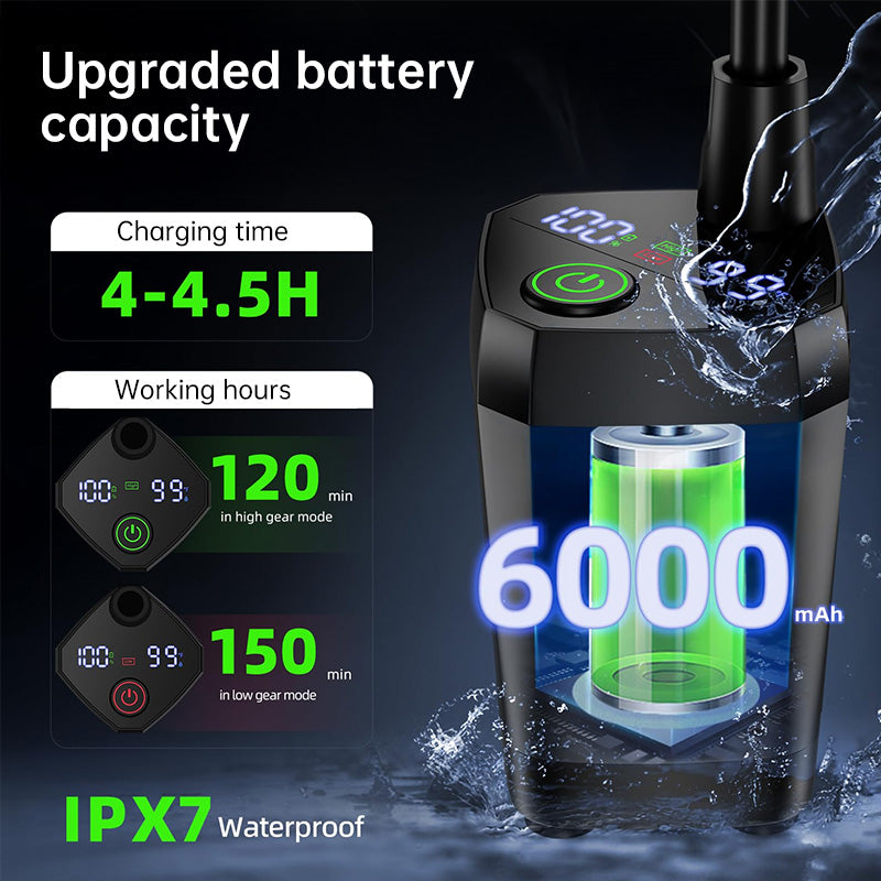 Ducha Portátil para Camping y Senderismo - 6000mAh Recargable con Pantalla Digital Completa
