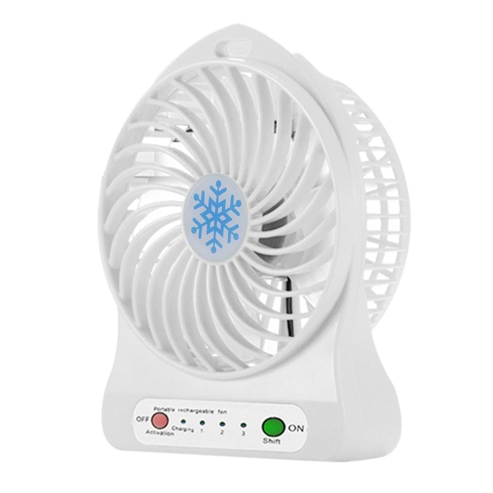 Mini Ventilador USB Recargable 4" con 3 Velocidades y Luz LED