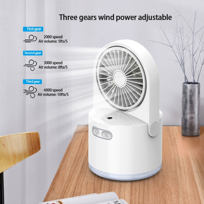 Ventilador con Humidificador Nebulizador USB Recargable 3 Velocidades
