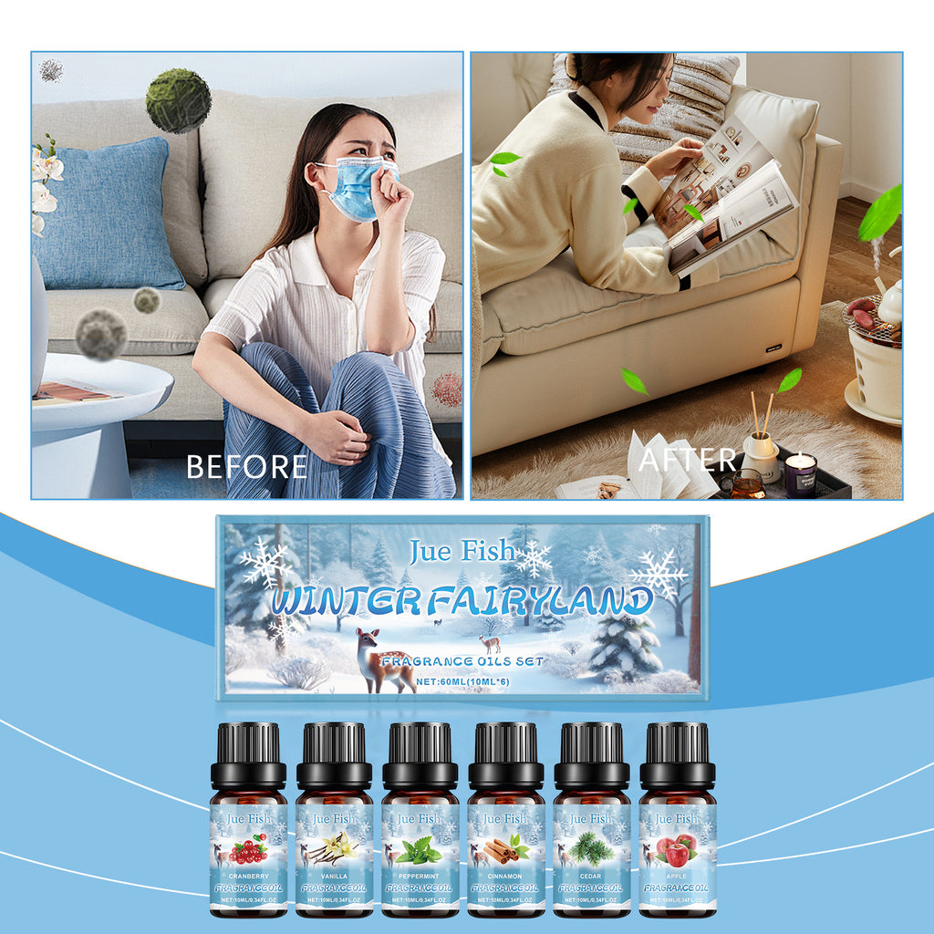 Set de Aceites Esenciales de Aromaterapia de Invierno – Humidificador, Ambientador y Calidez para el Hogar
