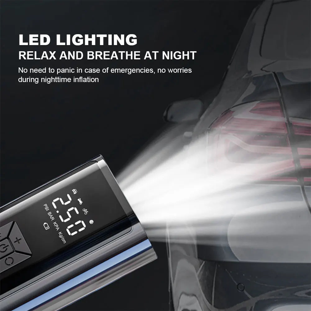 Compresor de Aire Portátil para Coche 6000mAh – 12V 150PSI Inflador Eléctrico Inalámbrico para Moto, Bici, Barco y Coche
