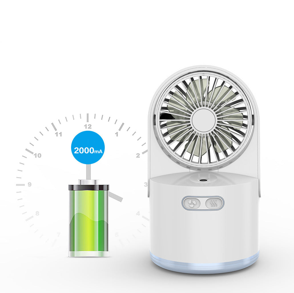 Ventilador con Humidificador Nebulizador USB Recargable 3 Velocidades
