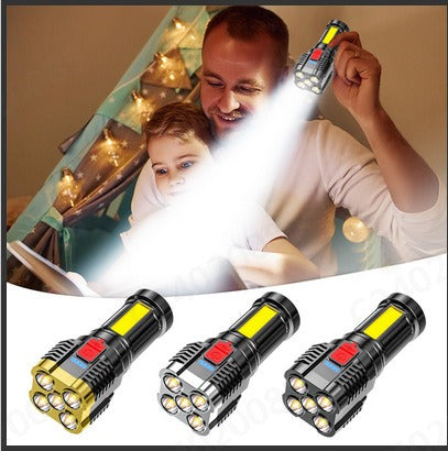 Linterna LED Portátil con Luz COB Lateral y Carga USB Recargable
