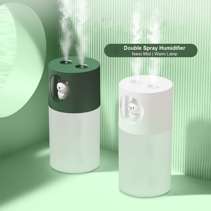 Humidificador Portátil USB Doble Spray con Lámpara Aromática