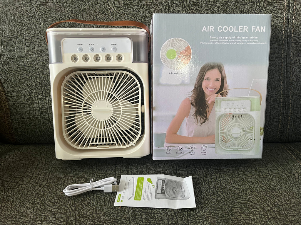 Ventilador de Aire Frío con Spray y Humidificador USB de Escritorio