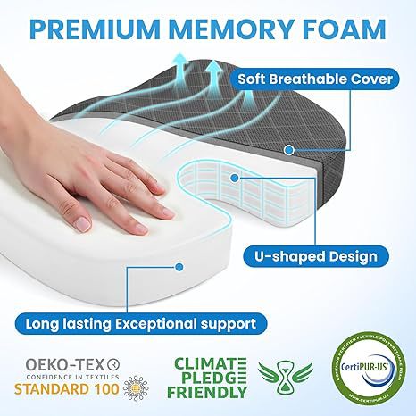 Cojín Viscorelástico Ergonómico para Asiento de Camión y Oficina