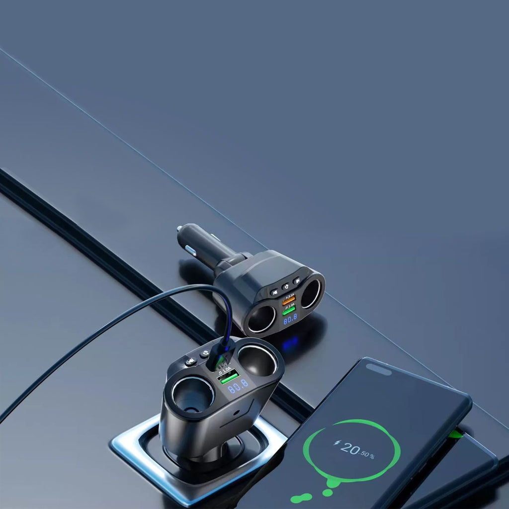 Cargador de Coche KC-01 Multifunción con Transmisor FM y Bluetooth 5.0