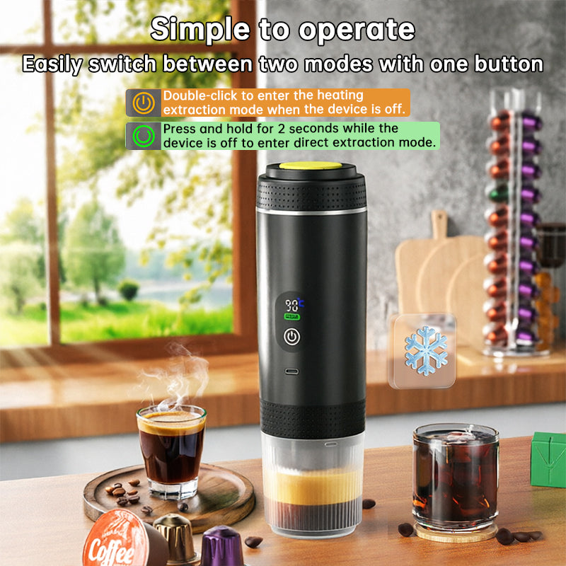 Cafetera Espresso Portátil 3 en 1 con Pantalla Digital y Batería 7500 mAh