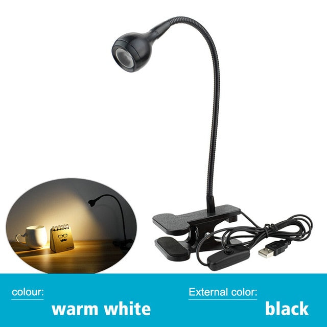 Lámpara LED USB con Pinza Flexible para Lectura y Trabajo Nocturno