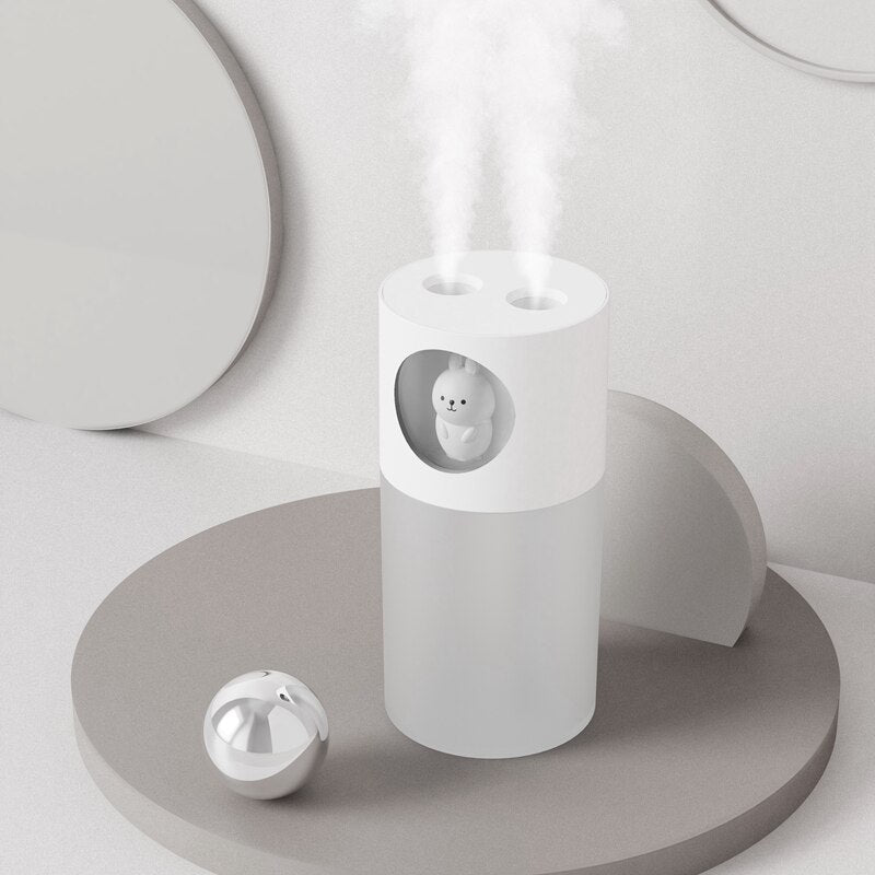Humidificador Portátil USB Doble Spray con Lámpara Aromática