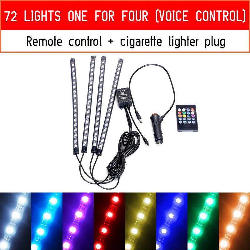 Luces LED RGB para Interior de Vehículo con Control por App y Música