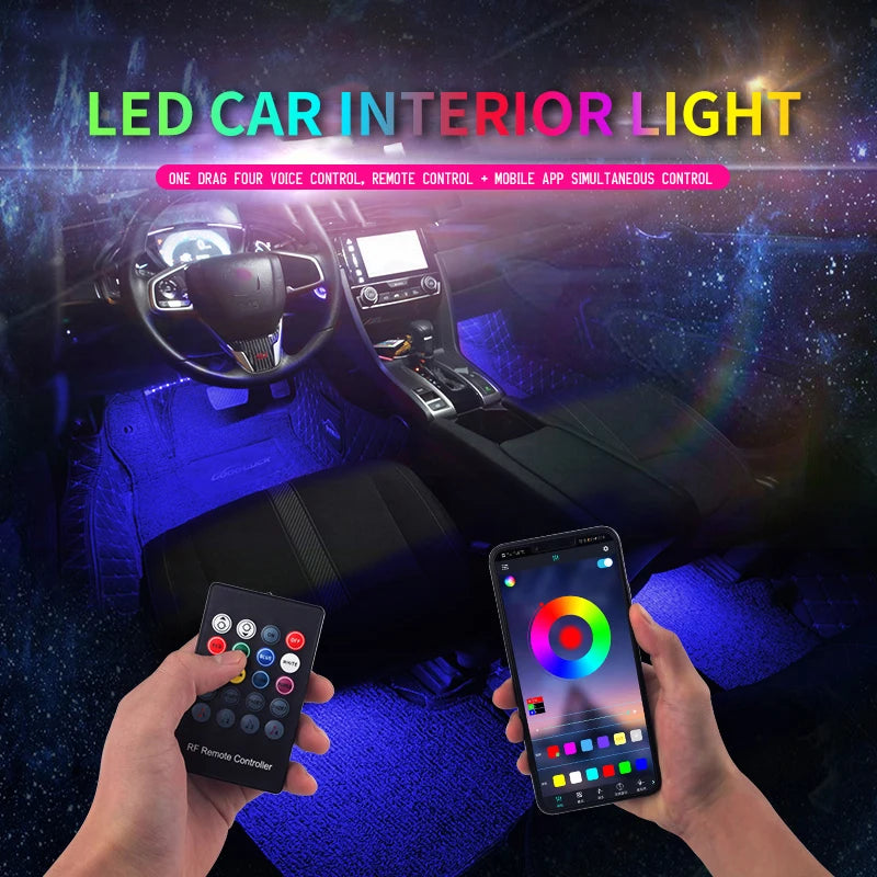 Luces LED RGB para Interior de Vehículo con Control por App y Música