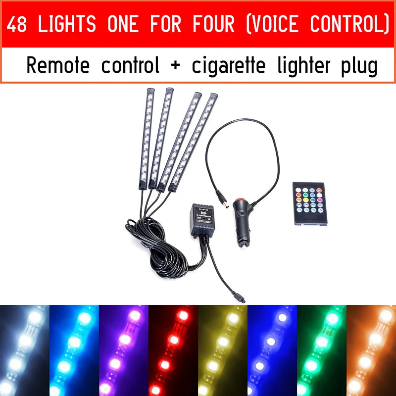 Luces LED RGB para Interior de Vehículo con Control por App y Música