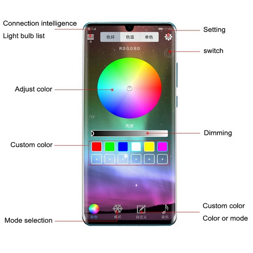 Luces LED RGB para Interior de Vehículo con Control por App y Música