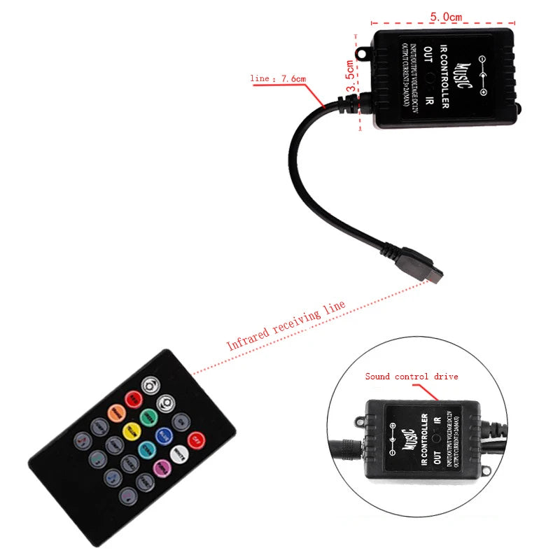 Luces LED RGB para Interior de Vehículo con Control por App y Música