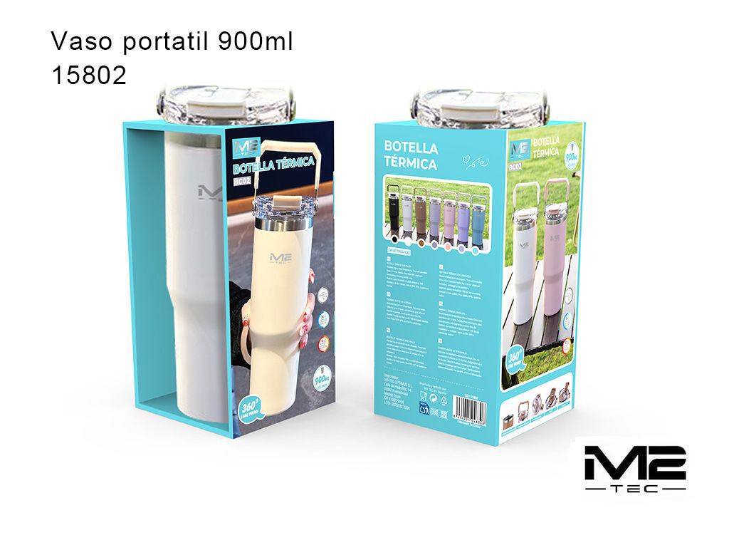 Vaso térmico de acero con asa para la ruta