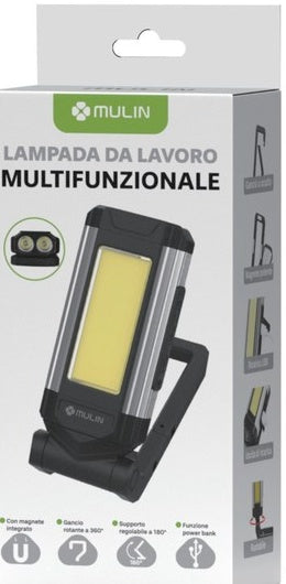 Lámpara de Trabajo LED Multifunción Recargable con Imán y Gancho Giratorio 360°
