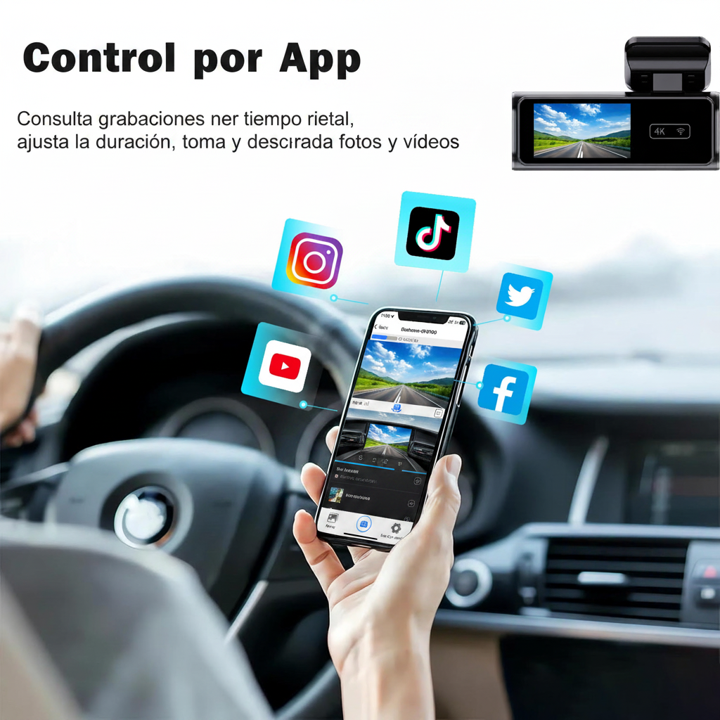 Control por App - Dashcam 4K