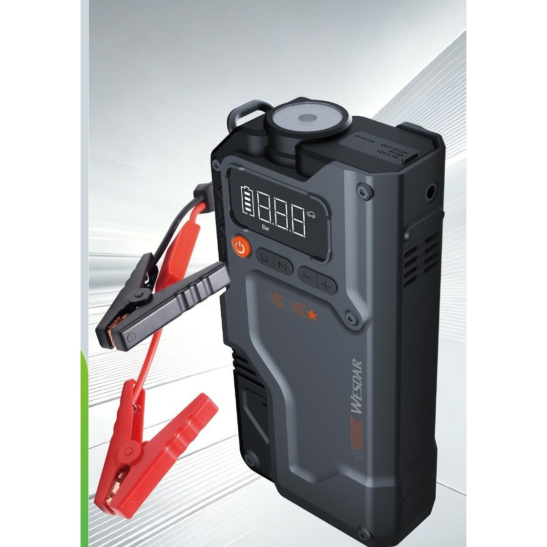 Arrancador de Batería Jump Starter 16000mAh con Compresor de Aire e Inflador para Coche