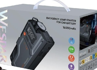 Arrancador de Batería Jump Starter 16000mAh con Compresor de Aire e Inflador para Coche