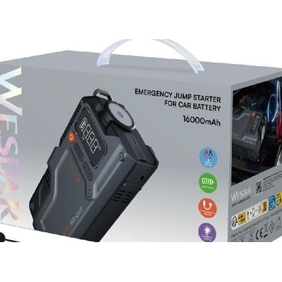 Arrancador de Batería Jump Starter 16000mAh con Compresor de Aire e Inflador para Coche